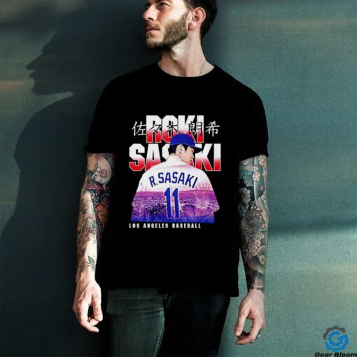 Roki Sasaki Los Angeles Dodgers Landmark city skyline shirt