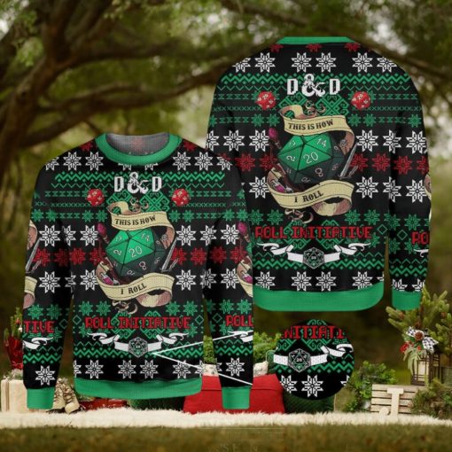 Roll Initiative Dungeons & Dragons Knitted Christmas 3D Sweater For Fans