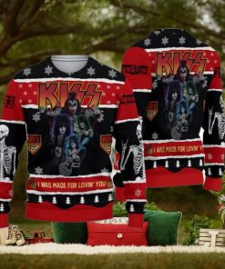 Roll n Rock I Was Made For Lovin You Kiss Christmas Ugly Sweater
