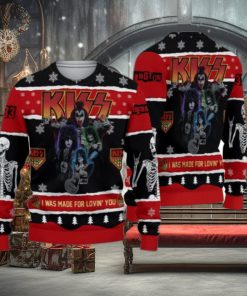 Roll n Rock I Was Made For Lovin You Kiss Christmas Ugly Sweater