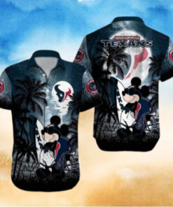 Romantic Beachside Cartoon Characters Houston Texans Mickey Hawaiian Shirt