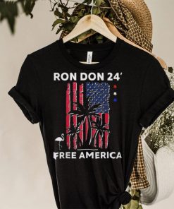 Ron Don 24′ Free America Trump Desantis 2024 American Flag Flamingo Stars Shirt