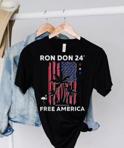 Ron Don 24′ Free America Trump Desantis 2024 American Flag Flamingo Stars Shirt