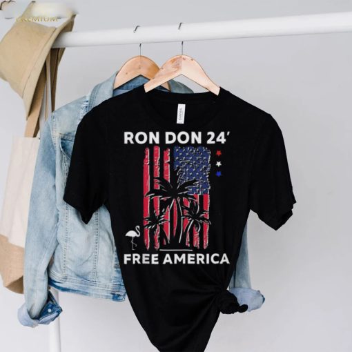 Ron Don 24′ Free America Trump Desantis 2024 American Flag Flamingo Stars Shirt