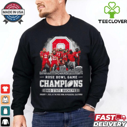 Rose Bowl Game Champions 2025 Ohio State Buckeyes Players Skyline Name Shirt