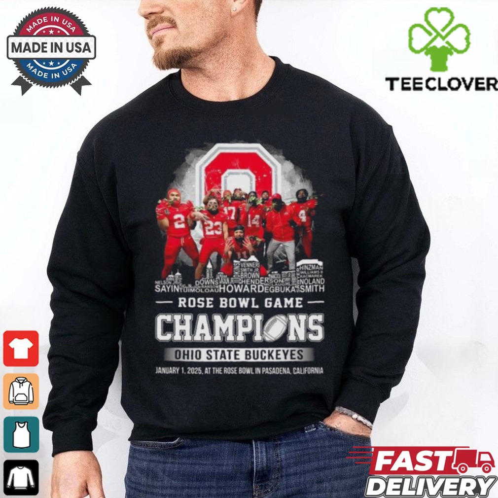 Rose Bowl Game Champions 2025 Ohio State Buckeyes Players Skyline Name Shirt Rose Bowl Game Champions 2025 Ohio State Buckeyes Players Skyline Name Shirt