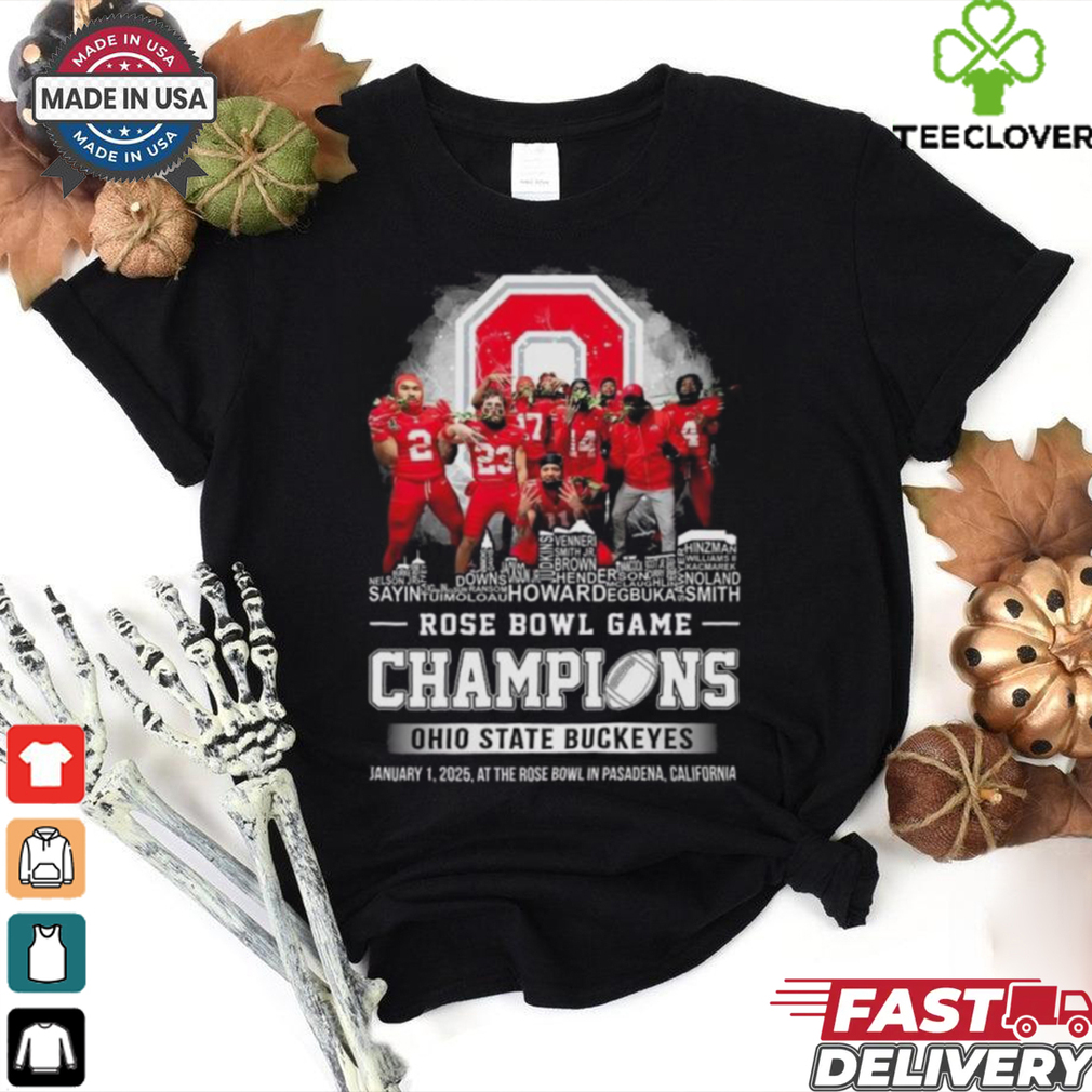 Rose Bowl Game Champions 2025 Ohio State Buckeyes Players Skyline Name Shirt Rose Bowl Game Champions 2025 Ohio State Buckeyes Players Skyline Name Shirt
