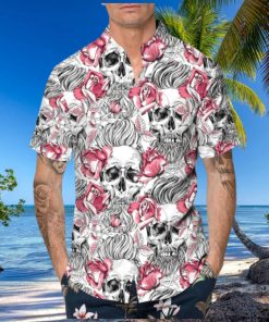 Rose Pattern Happy Summer Skull Hawaiian Shirt