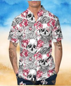 Rose Pattern Happy Summer Skull Hawaiian Shirt