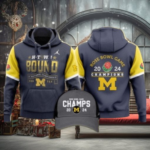 Roses Are Red The Victors Are Blue National Championship Rose Bowl Bowl Game 2024 Michigan Wolverines Hoodie