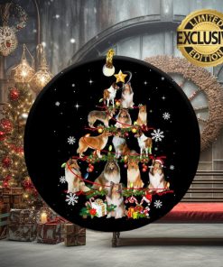 Rough Collie Christmas Tree Lights 2023 Holiday Gifts Custom Name For Dog Lovers Christmas Decorations Ornament