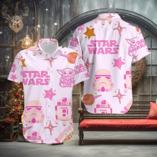 Royal Charm Pink Baby Yoda Star Wars Hawaiian Shirt Elegance