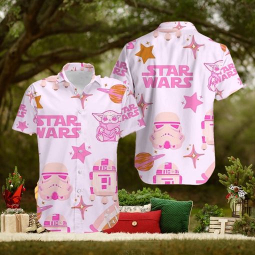 Royal Charm Pink Baby Yoda Star Wars Hawaiian Shirt Elegance