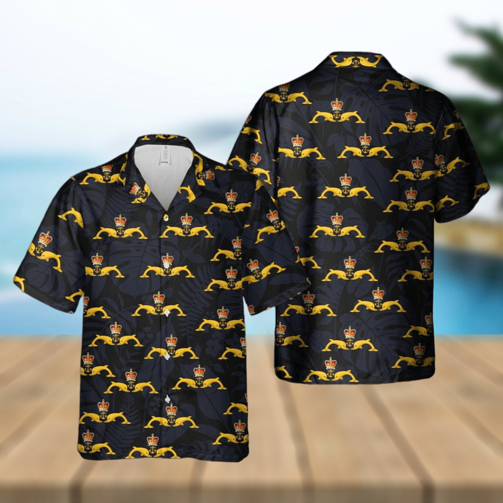 Royal Navy Dolphins Badge Hawaiian Shirt Royal Navy Dolphins Badge Hawaiian Shirt