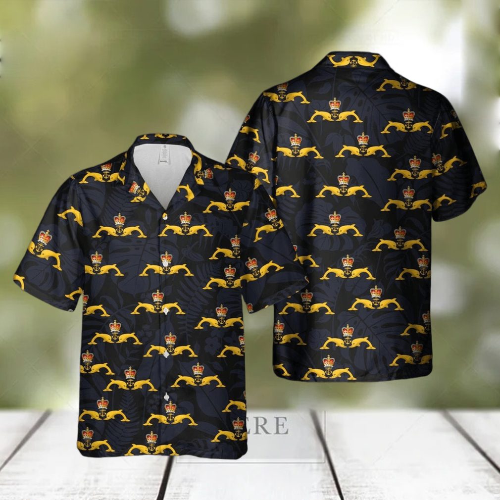 Royal Navy Dolphins Badge Hawaiian Shirt Royal Navy Dolphins Badge Hawaiian Shirt