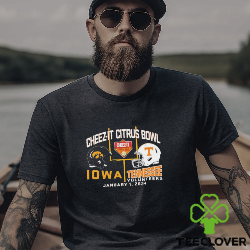 2024 Citrus Bowl Iowa Hawkeyes vs. Tennessee Volunteers Dueling Helmet Shirt 2024 Citrus Bowl Iowa Hawkeyes vs. Tennessee Volunteers Dueling Helmet Shirt