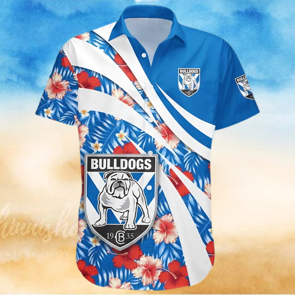 Canterbury Bankstown Bulldogs NRL Hibiscus Tropical Flower Hawaiian Shirt