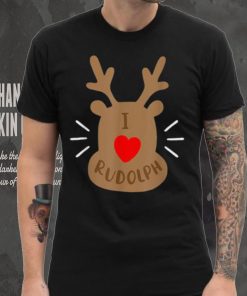 Rudolph Christmas T Shirt, Reindeer Xmas Tee I Love Rudolph Shirt