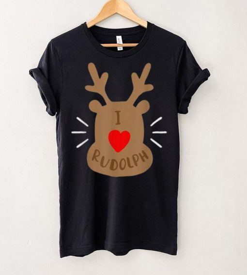 Rudolph Christmas T  Shirt, Reindeer Xmas Tee I Love Rudolph Shirt