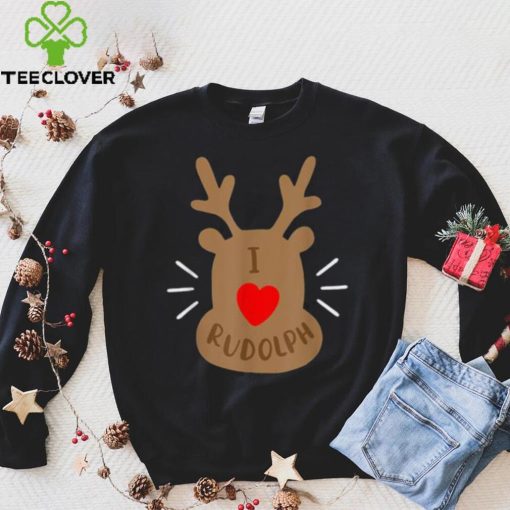 Rudolph Christmas T  Shirt, Reindeer Xmas Tee I Love Rudolph Shirt