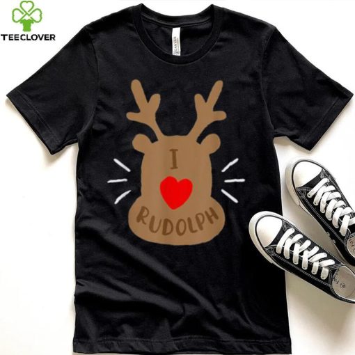 Rudolph Christmas T  Shirt, Reindeer Xmas Tee I Love Rudolph Shirt