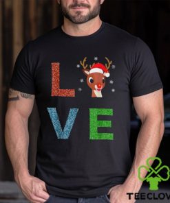 Rudolph Red Nosed Reindeer Glitter LOVE Kids Gift T Shirt