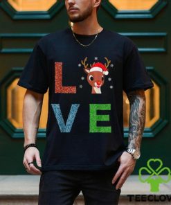 Rudolph Red Nosed Reindeer Glitter LOVE Kids Gift T Shirt