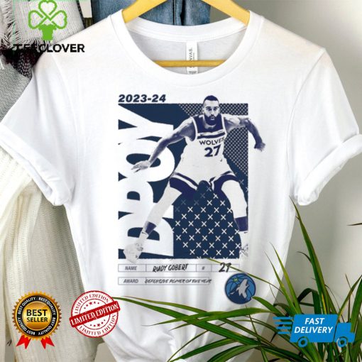 Rudy Gobert White Minnesota Timberwolves 2024 NBA Defensive Player of the Year Layup Package T Shirt