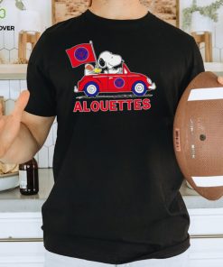 Snoopy drive a car Alouettes football flag logo gift shirt