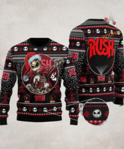 Rush Band Skull Santa Claus And Rush Logo Chirstmas Gifts 2024 Xmas For Family And Friends Ugly Sweater