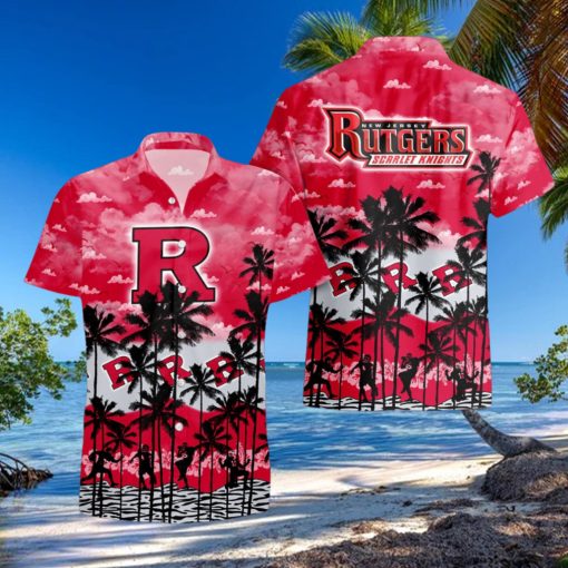 Rutgers Scarlet Knights Palms Tree Hawaiian Shirt