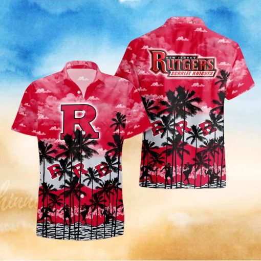 Rutgers Scarlet Knights Palms Tree Hawaiian Shirt