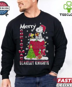 Rutgers Scarlet Knights Snoopy And Woodstock Merry Christmas Shirt