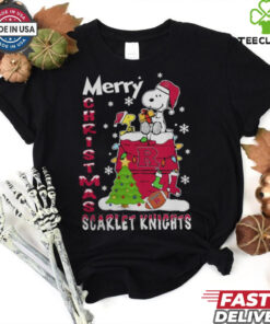 Rutgers Scarlet Knights Snoopy And Woodstock Merry Christmas Shirt