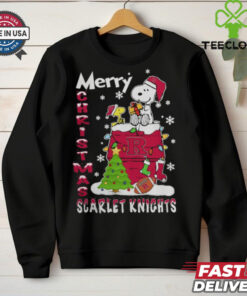 Rutgers Scarlet Knights Snoopy And Woodstock Merry Christmas Shirt