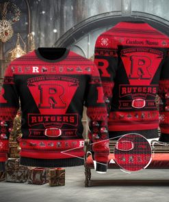 Rutgers Scarlet Knights Team Custom Name Ugly Christmas Sweater For Men And Women Sport Gift