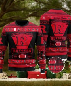 Rutgers Scarlet Knights Team Custom Name Ugly Christmas Sweater For Men And Women Sport Gift