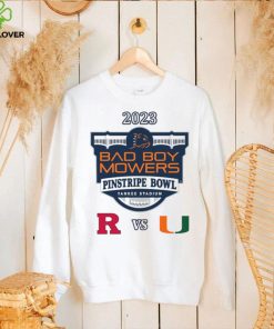 Rutgers Scarlet Knights vs Miami Hurricanes 2023 Bad Boy Mowers Pinstripe Bowl shirt