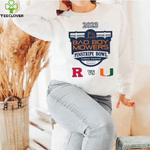 Rutgers Scarlet Knights vs Miami Hurricanes 2023 Bad Boy Mowers Pinstripe Bowl hoodie, sweater, longsleeve, shirt v-neck, t-shirt