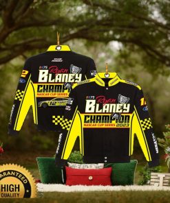 Ryan Blaney JH Design 2023 NASCAR Cup Series Champion Menards Twill Driver Uniform Full Snap Jacket Christmas Ornament