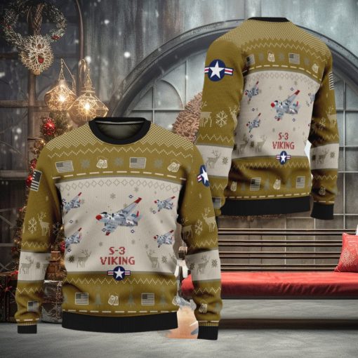 S 3 Viking Aircraft S3 Ugly Christmas Sweater New Brown Air Force