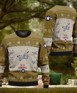 S 3 Viking Aircraft S3 Ugly Christmas Sweater New Brown Air Force