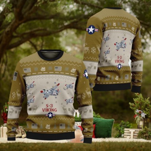 S 3 Viking Aircraft S3 Ugly Christmas Sweater New Brown Air Force