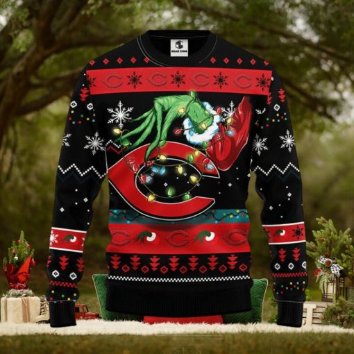Cincinnati Reds Funny Grinch Christmas Ugly Sweater