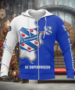 SC Heerenveen Logo Blue White Zip Up Hoodie