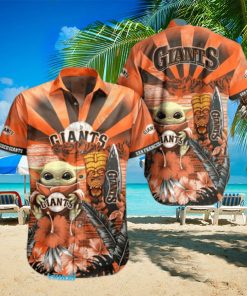 SF Giants Hawaiian Shirt Baby Yoda Tiki Mask San Francisco Giants Gift 49ers Hawaiian Shirt Aloha Shirt