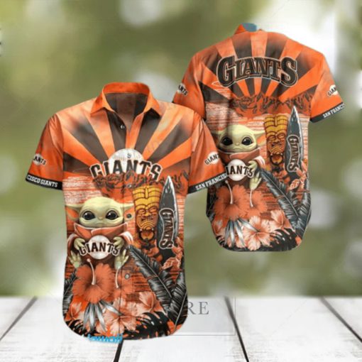 SF Giants Hawaiian Shirt Baby Yoda Tiki Mask San Francisco Giants Gift  49ers Hawaiian Shirt  Aloha Shirt