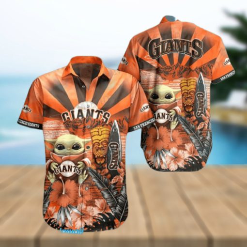 SF Giants Hawaiian Shirt Baby Yoda Tiki Mask San Francisco Giants Gift  49ers Hawaiian Shirt  Aloha Shirt