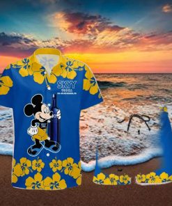 SKYY Vodka Mickey Mouse Hibicus Flower Gift Hawaiian Set Shirt