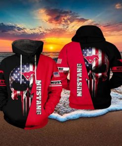 SMU Mustangs NCAA US Flag Skull 3D Printed Hoodie